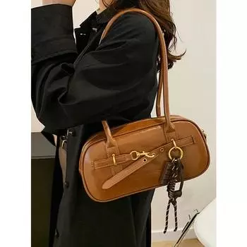 Высококачественная вощеная кожаная сумка через плечо в стиле ретро, женская текстурированная однотонная сумка подмышку, осенне-зимняя универсальная женская сумка