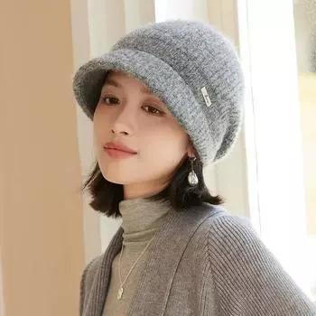 Высококачественная вязаная шапка из меха кролика для осени и зимы, модная теплая защитная шерстяная шапка для детей One size