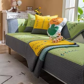 Высококачественная вышитая подушка для дивана, чехол для дивана, L-образный модульный чехол для сиденья дивана, корейский кожаный нескользящий чехол для полотенец для дивана 45x45 pillowcase 1pc