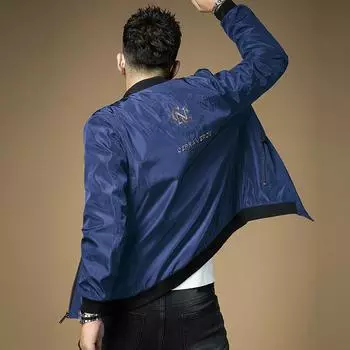 Высококачественная высококачественная черная куртка, минималистичная бейсбольная куртка со стоячим воротником, тонкая куртка, тонкая куртка, дышащий и удобный стиль M