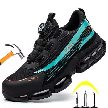 Высококачественная защитная обувь для мужчин, рабочие кроссовки с вращающейся пряжкой из стальной проволоки, устойчивые к ударам и проколам, рабочая обувь, неразрушаемая обувь 40 синий