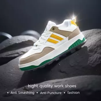 Высококачественная защитная обувь унисекс для мужчин, кроссовки из стали, модная неразрушимая обувь, устойчивая к ударам и проколам 39 жёлтый
