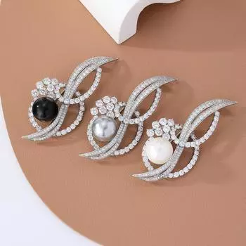 Высококачественная женская брошь-гирлянда, слегка инкрустированная цирконием, брошь-булавка, пальто, аксессуары для одежды серый