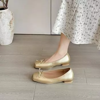 Высококачественная женская обувь, базовые женские туфли на плоской подошве, повседневные туфли на плоской подошве, женские туфли с завязками-бабочками, с мягкой подошвой, для активного отдыха 35 золотой