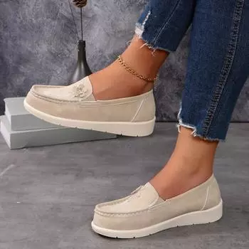 Высококачественная женская обувь, лоферы, женские туфли на плоской подошве, модные повседневные туфли с цветочным принтом, распродажа, круглые носки, легкие туфли на плоской подошве, низкие каблуки 35 бежевый