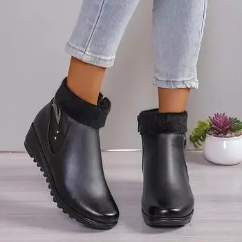 Высококачественная женская обувь с боковой молнией, женские сапоги, модные металлические украшения, современные сапоги, женские новые ботильоны больших размеров 36 чёрный