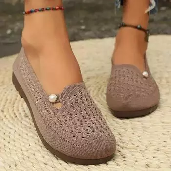 Высококачественная женская обувь весна-осень мода однотонная ткань круглый носок дышащая и удобная женская обувь на плоской подошве 36 кофейный