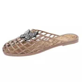 Высококачественная женская обувь, женские тапочки, модные повседневные тапочки с вырезами, женские летние тапочки больших размеров на плоской подошве 36