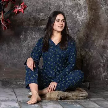 Высококачественная женская пижама из чистого хлопка с длинным рукавом, женская домашняя одежда, свободный костюм для мамы
