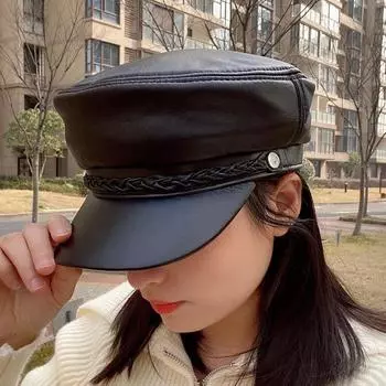 Высококачественная женская шляпа в стиле милитари из натуральной кожи, зимняя теплая уличная шапка из овчины с первым слоем, женская шляпа в стиле милитари L 55 56cm