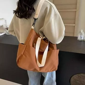 Высококачественная женская сумка 2024 года, новая повседневная холщовая сумка, модная, простая и универсальная, большая вместительная сумка для поездок на работу