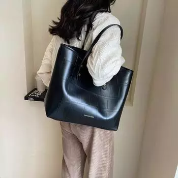 Высококачественная женская сумка большой вместимости в стиле ретро. Новинка 2023 года для поездок на работу с широким плечевым ремнем. Сумка через плечо, большая сумка на одно плечо.