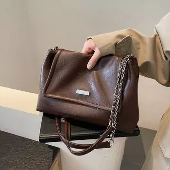 Высококачественная женская сумка через плечо с цепочками из искусственной кожи, модная дизайнерская женская сумка-мессенджер, новая роскошная женская сумка через плечо большой емкости бежевый