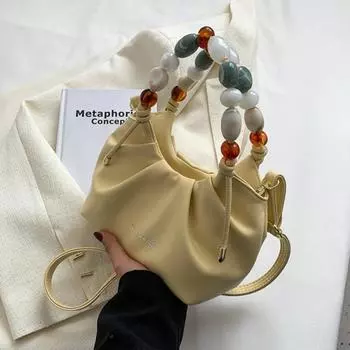 Высококачественная женская сумка из цельной бисерной ткани с декором из искусственной кожи, женская сумка через плечо, простая универсальная текстурированная женская сумка через плечо