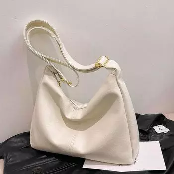 Высококачественная женская сумка из мягкой кожи в 2024 году, новая модная и повседневная большая сумка с простым темпераментом для поездок на работу, сумка через плечо на одно плечо