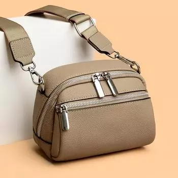 Высококачественная женская сумка из натуральной кожи на весну и лето, классическая сумка через плечо с двойной молнией на одно плечо 19cm 9cm 14cm