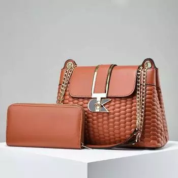 Высококачественная женская сумка + кошелек, новая модная универсальная женская сумка через плечо с цепочкой, повседневная женская сумка на одно плечо подмышкой