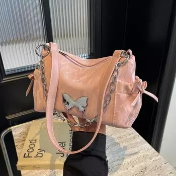 Высококачественная женская сумка подмышки с бантом, новинка лета 2024, модная повседневная маленькая квадратная сумка, модная универсальная сумка через плечо