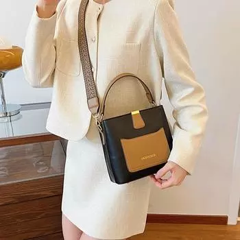 Высококачественная женская сумка в 2024 году, новая женская сумка для внешней торговли, простая и вместительная сумка-ведро для отдыха, сумка через плечо с широким плечевым ремнем