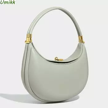 Высококачественная женская сумка в форме полумесяца из искусственной кожи, сумка в форме полумесяца, роскошная дизайнерская сумка, однотонная универсальная женская маленькая сумка на плечо чёрный