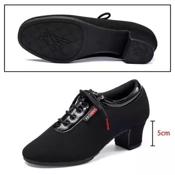 Высококачественная женская танцевальная обувь из ткани Оксфорд, тренировочная обувь для латинских танцев, танцевальная обувь для учителей, мягкая подошва, танцевальная обувь 34 чёрный