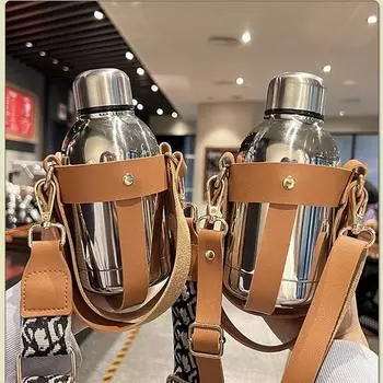 Высококачественная женская термокружка-кроссбоди от производителя - Стильная, портативная и изысканная кружка в стиле Харадзюку для студентов 320mL