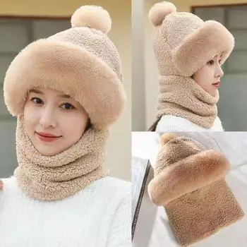 Высококачественная зимняя маска, шарф, интегрированный бархат и утолщенная снежная шапка, теплая двухслойная велосипедная уличная женская шапка баотоу ordinary version 100g света кофе