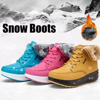 Высококачественная зимняя женская хлопковая обувь с высоким берцем для увеличения зимних сапог 35 синий