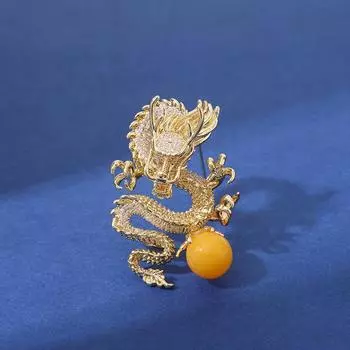 Высококачественная золотая бриллиантовая брошь Dragon Ball с стримером, атмосферная брошь на пальто и куртке, подарочная брошь, прямые поставки золотой