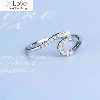 Высококачественное элегантное микро-инкрустированное волнистое кольцо из циркония для женщин Простое и стильное изящное кольцо с волной 7