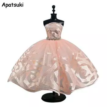 Высококачественное балетное платье-пачка для куклы Барби, одежда 1/6, аксессуары для кукол, 3-слойная юбка со стразами, праздничное платье, игрушка розовый