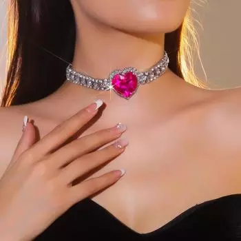 Высококачественное блестящее хрустальное винтажное ожерелье в форме сердца, стиль Ins, нишевое ожерелье, модное женское ожерелье, вечернее ожерелье