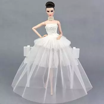 Высококачественное чистое белое вечернее платье для куклы Барби, многослойные вечерние платья, свадебные платья, платья, аксессуары для кукол белый