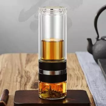 Высококачественное двухслойное стекло для портативных прозрачных чашек для воды для мужчин и женщин. 280ml белый