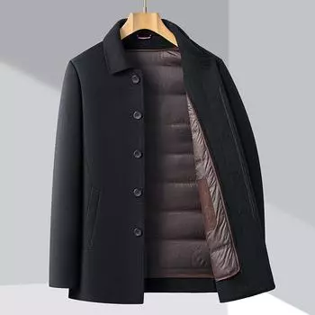 Высококачественное двухстороннее кашемировое пальто для мужчин, пап среднего и пожилого возраста, шерстяное пальто, пуховик средней длины 170