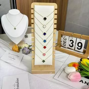 Высококачественное двухстороннее ожерелье с четырьмя листочками клевера на удачу, простая подвеска на ключицу, модное женское ожерелье в стиле темперамент белый