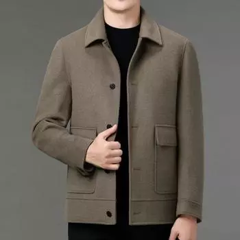 Высококачественное двухстороннее шерстяное полупальто повседневное кашемировое пальто с пуховой подкладкой зимнее мужское шерстяное шерстяное пальто 170