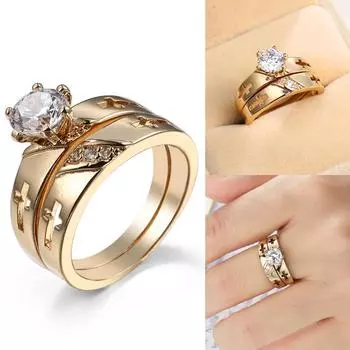 Высококачественное европейское и американское креативное кольцо-крест для пары из циркония Size 8