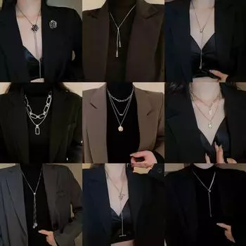 «Высококачественное геометрическое каплевидное ожерелье — элегантный, стильный стиль для женщин, идеально подходит для свитеров осень/зима»