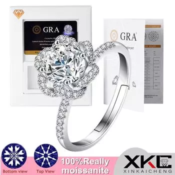 Высококачественное GRA, кольцо с муассанитом, цветы, Ms. Querat роскошные ювелирные изделия кольцо подарок resizable&Rhodium Plated