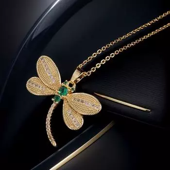 Высококачественное хип-хоп ожерелье в виде стрекозы, женское, с микро-инкрустацией циркония, позолоченное, с холодным ветром, изысканная цепочка на ключицу в виде насекомых, аксессуары