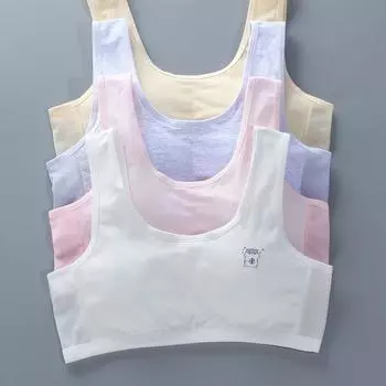 Высококачественное хлопковое нижнее белье для молодых девушек, тренировочный бюстгальтер-жилет для подростков 8-16 лет one size белый