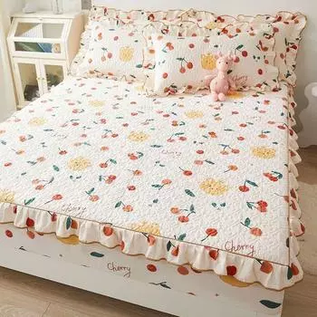 Высококачественное хлопковое покрывало цельное, 100% чистый хлопок, комплексное нескользящее покрывало, защитный чехол для матраса, 1,8 м, 2 м 1.2*2.0M Fitted Sheet