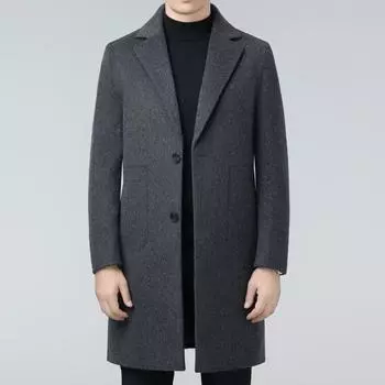 Высококачественное кашемировое пальто мужское средней длины на осень и зиму, деловое повседневное шерстяное пальто для людей среднего возраста с воротником-стойкой 170