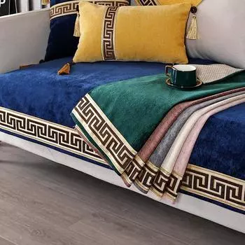 Высококачественное классическое утолщенное полотенце для дивана из шенилла, современное мягкое противоскользящее покрытие для секционного дивана, роскошные однотонные чехлы для диванов 70x70cm темно-зеленого