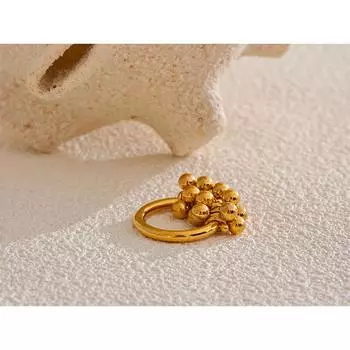 Высококачественное кольцо из металлических многослойных круглых бусин из нержавеющей стали, 18-каратное золото с PVD-покрытием, текстура, персонализированные ювелирные аксессуары 7