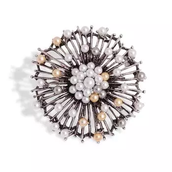 Высококачественное кольцо в стиле ретро с жемчугом и цветком, пуговица для шарфа с булавкой, брошь для одежды