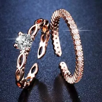 Высококачественное комбинированное кольцо с четырьмя рядами бриллиантов, модное и простое открытое кольцо на средний палец с микроинкрустацией цирконием для женщин opening adjustable