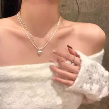 Высококачественное матовое двухслойное ожерелье с подвеской «Любовь», женская легкая роскошная элегантная модная темпераментная универсальная цепочка на шею, цепочка для свитера