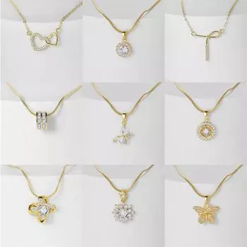 Высококачественное медное ожерелье с подвеской для женщин, гламурные украшения на шею с цирконом